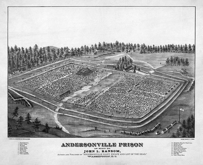 Andersonville_Prison 1882 Map of Andersonville Prison by John Ransom