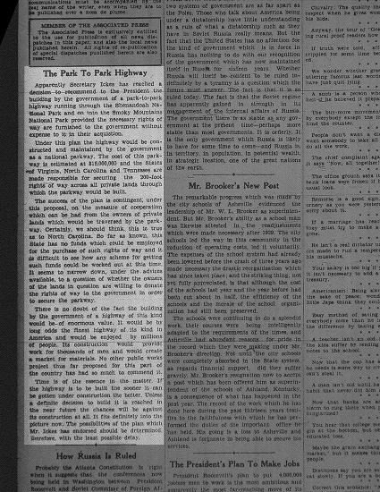 Driving Through Time archives newspaper articles, like this one on the"Park to Park Highway."