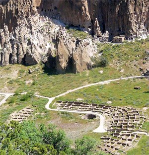 The village of Tyuonyi and the reconstructed Talus House The village of Tyuonyi and the reconstructed Talus House