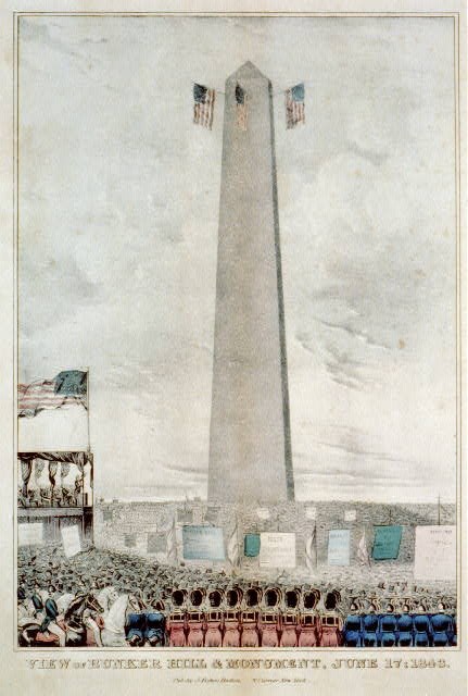 1843 ceremonial opening of the completed Bunker Hill Monument