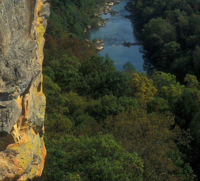 view down to river from angel falls overlook