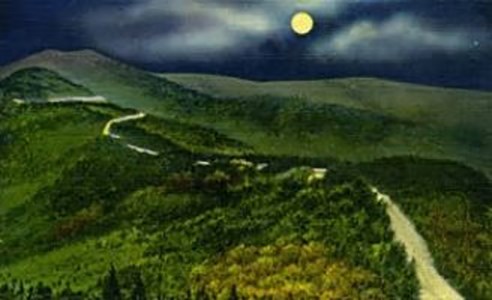 Nighttime on the Picturesque Blue Ridge Parkway Painting of a road winding through hills