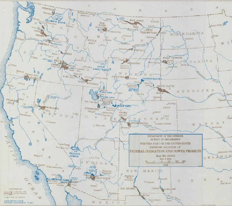 Bureau of Reclamation’s irrigation projects in 1934. (National Archives and Records Administration)