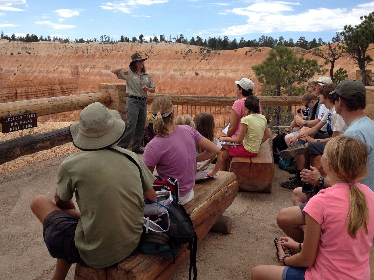 Geoscientists-in-the-Parks intern presenting a geology program at Bryce Canyon National Park