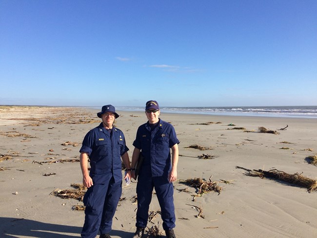 Bret Nickels and Russ Moore at Hurricane Matthew response at Cumberland Island National Seashore