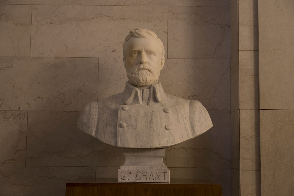 Marble bust of Ulysses S. Grant.