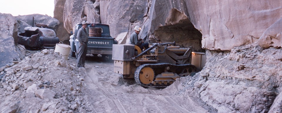 mining equipment working on a gravel road