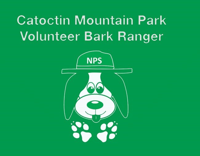 CATO-Bark-Ranger-Logo_1 Logo with white dog on green background and the words: Catoctin Mountain Park Volunteer Bark Ranger