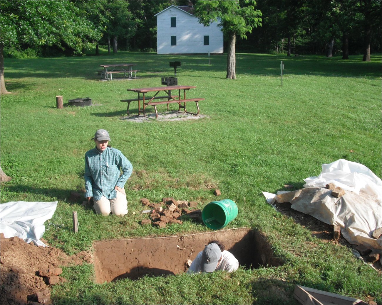 Archeologists uncovering the remains of a C&O Canal Company office and storehouse. Archeologists uncovering the remains of a C&O Canal Company office and storehouse.