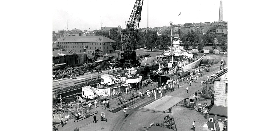 Dry dock 1 at the Charlestown Navy Yard USS Hambleton in dry dock 1 at the Charlestown Navy Yard