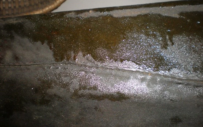Shiny sticky exterior of a kayak