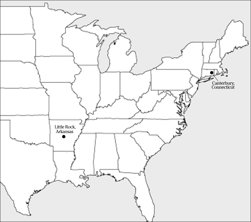 Map of the Eastern half of the United States.
