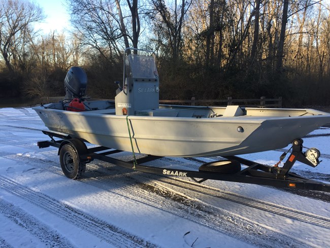 A snowy start to the 2018 field season at the Oconee boat ramp
