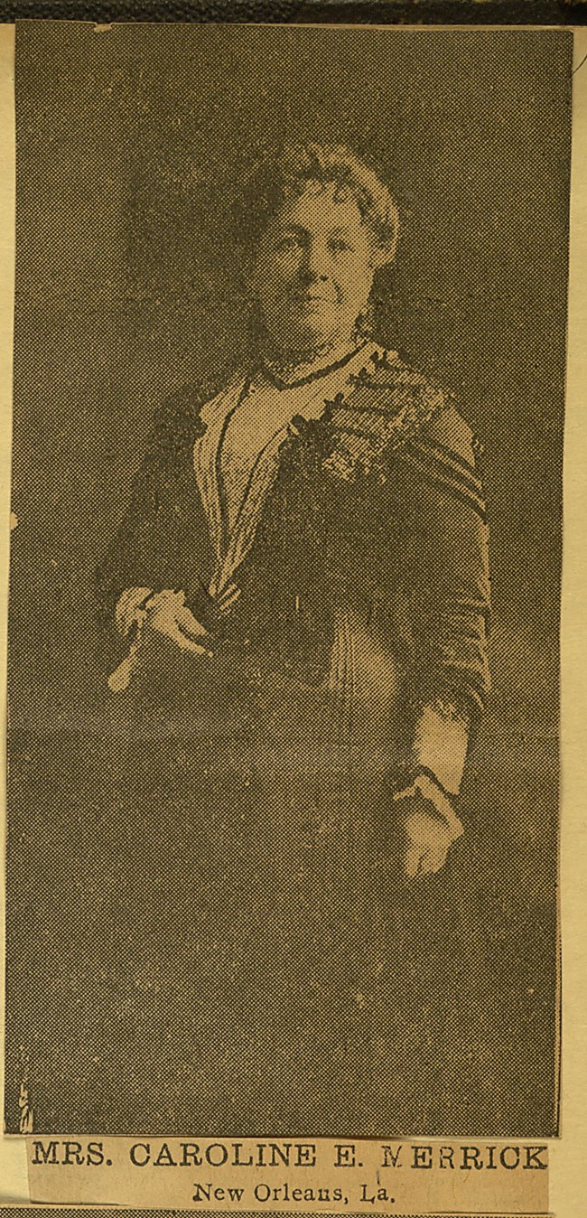 Newspaper clipping of photo of Caroline Merrick