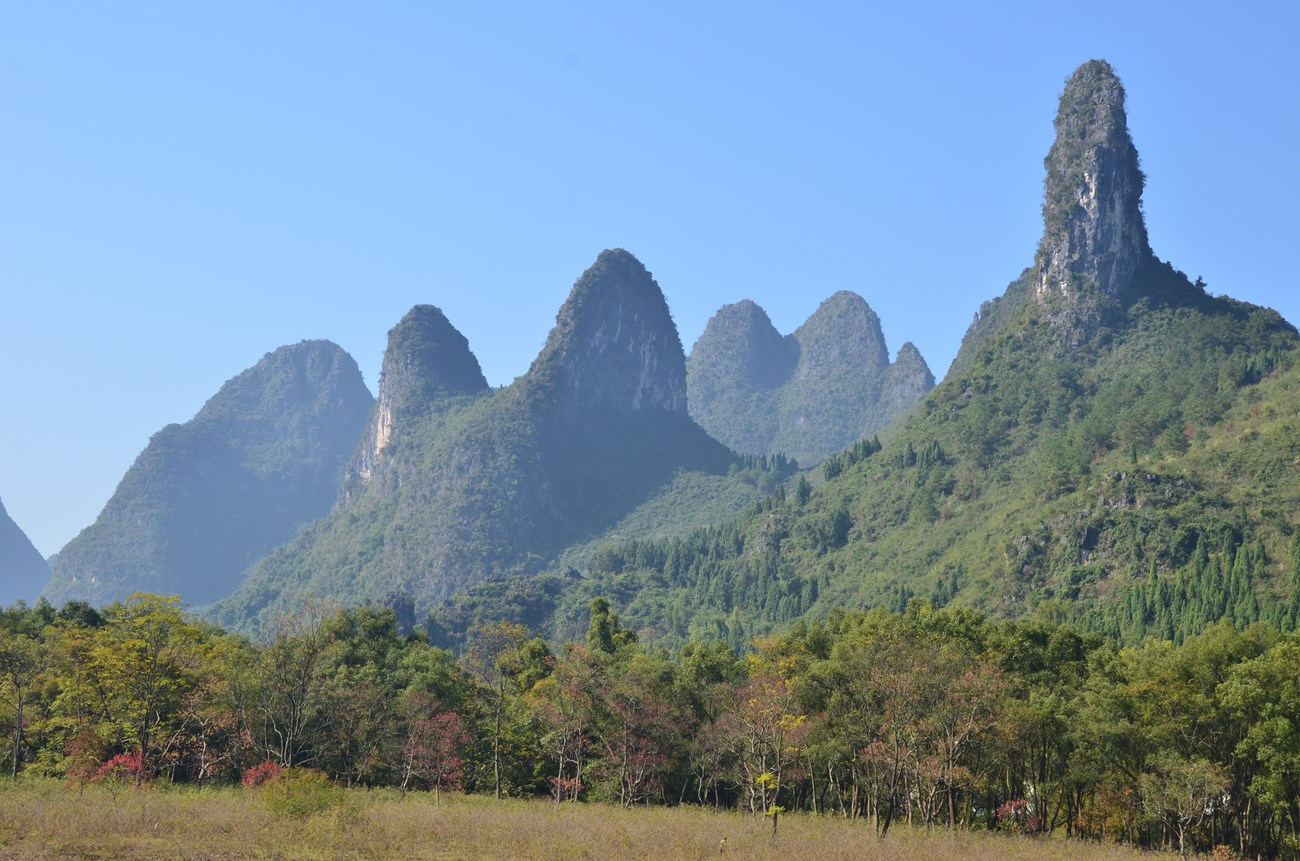 karst towers create a landscape of tall narrow peaks and spires