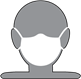 Cloth face covering grey and white Illustration of a person with a face covering
