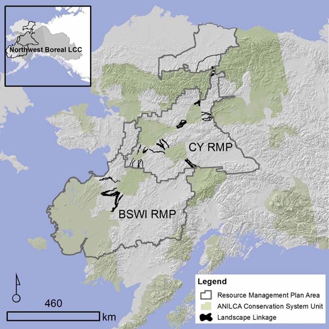 A map of Alaska showing the connections for the Bridging the Boreal project.