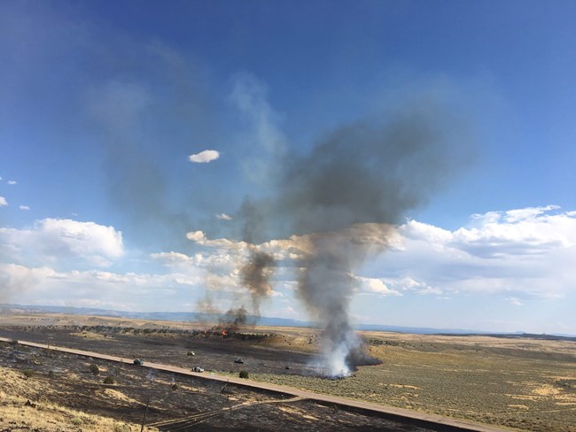 Aerial photo of DINO HQ Fire