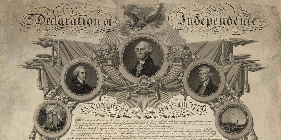Color image of the Declaration of Independence designed by John Binns.