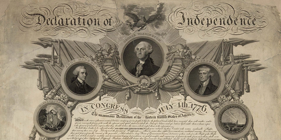 Color image of the Declaration of Independence designed by John Binns. Color image of the Declaration of Independence designed by John Binns.