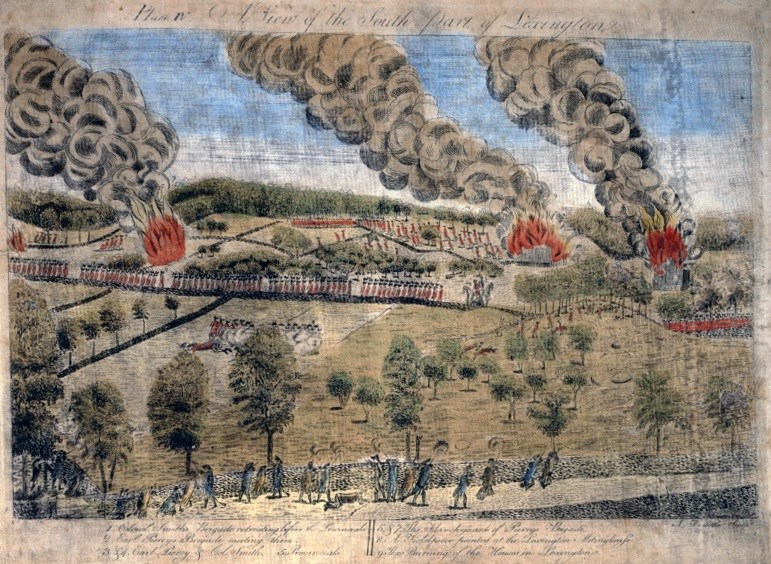 Print of a battle scene.