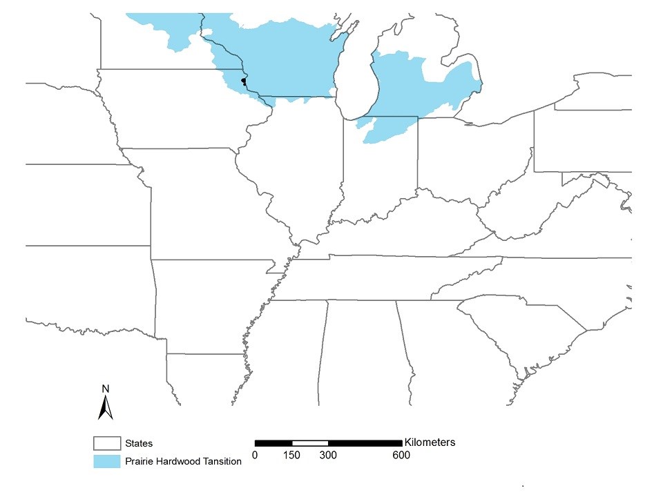 Prairie Hardwoods Transition Bird Conservation Region Map of Prairie Hardwoods Transition Bird Conservation Region