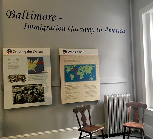 Text: "Baltimore - Immigration Gateway to America"