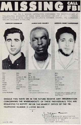 Poster of missing civil rights workers.