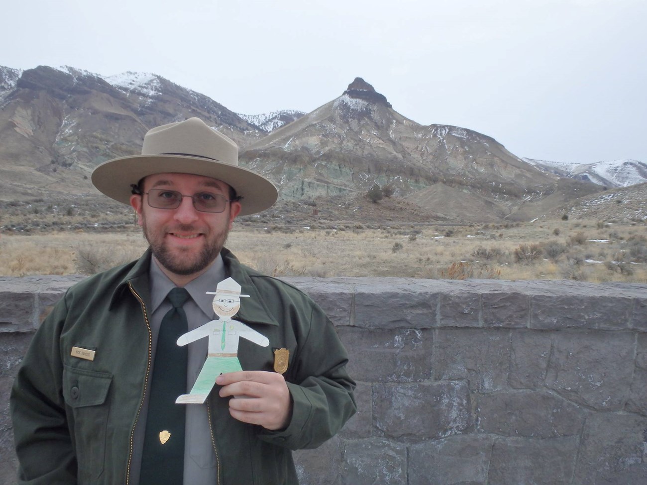 Nick Famoso posing with a Flat Stanley