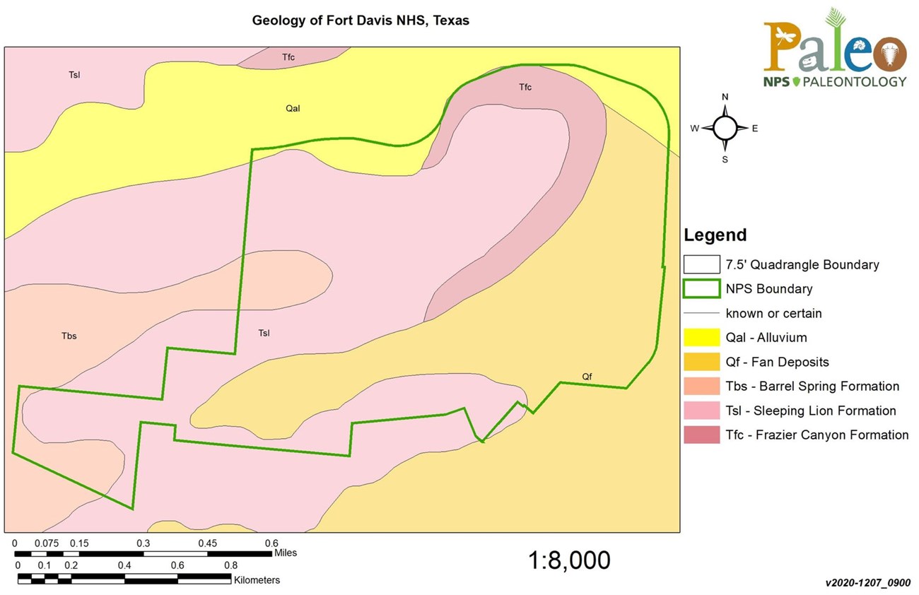FODA geologic map from type section inventory Bedrock geologic map of Fort Davis, Texas.