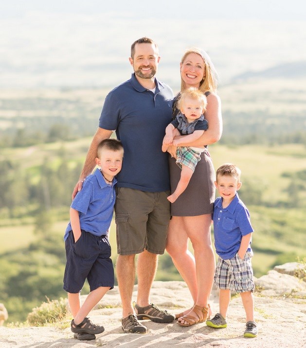 Matt Long with his wife Lindsey and their three boys at Daniels Park in Douglas County, Colorado.