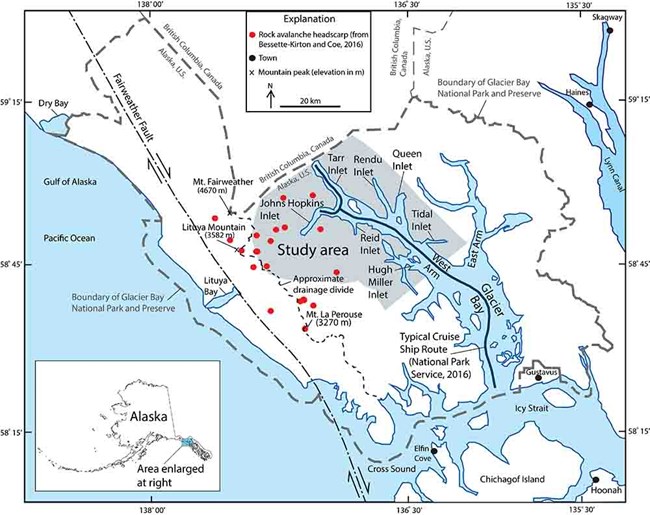 Map showing the location of the study area in Glacier Bay National Park.