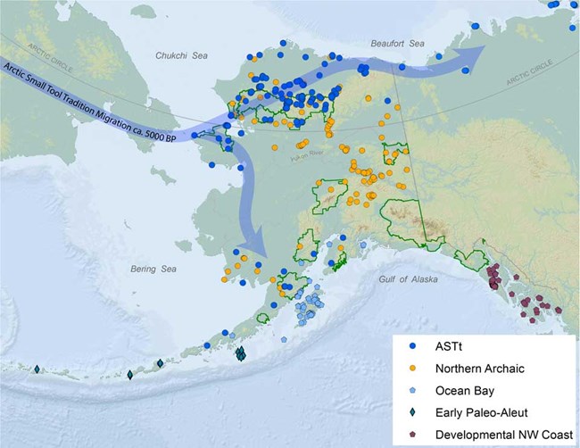 A map of the archaic migration across Beringia 3,500-5,000 years ago.