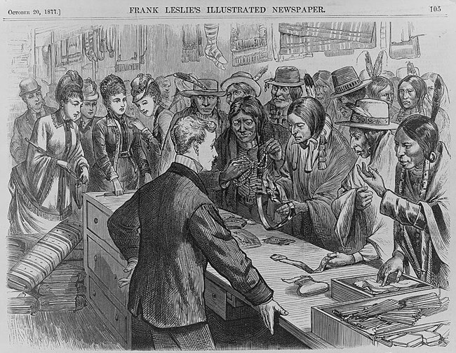 Frank Leslie Sioux in NYC 1877 Sioux Indians shopping in NYC, 1877. Library of Congress