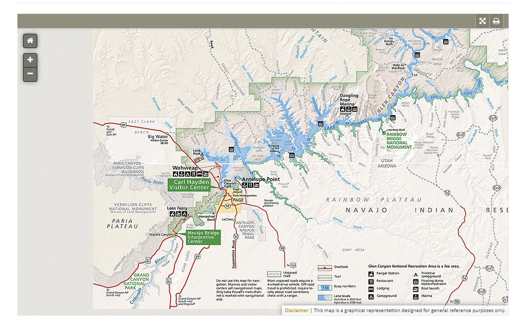 Map of Lake Powell and Glen Canyon NRA