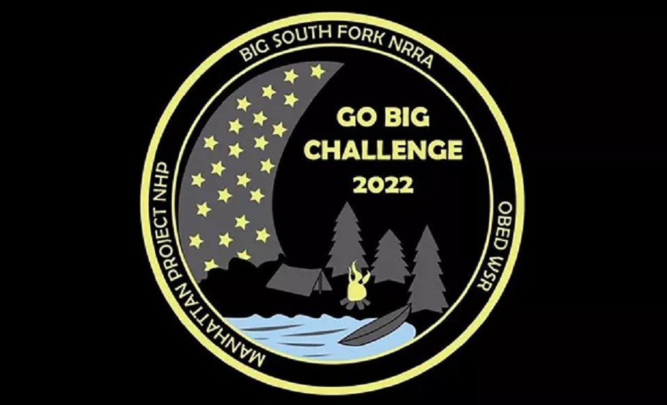 Go Big Challenge 2022 patch featuring an illustration of a campsite under the night sky