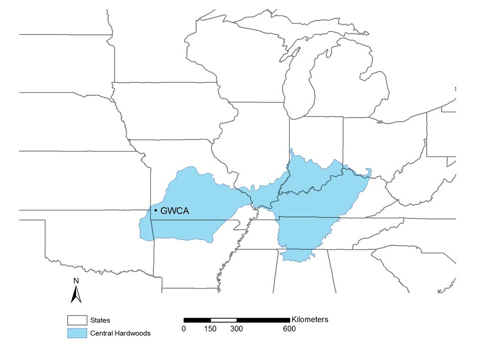 Map of Central Hardwoods Bird Conservation Region