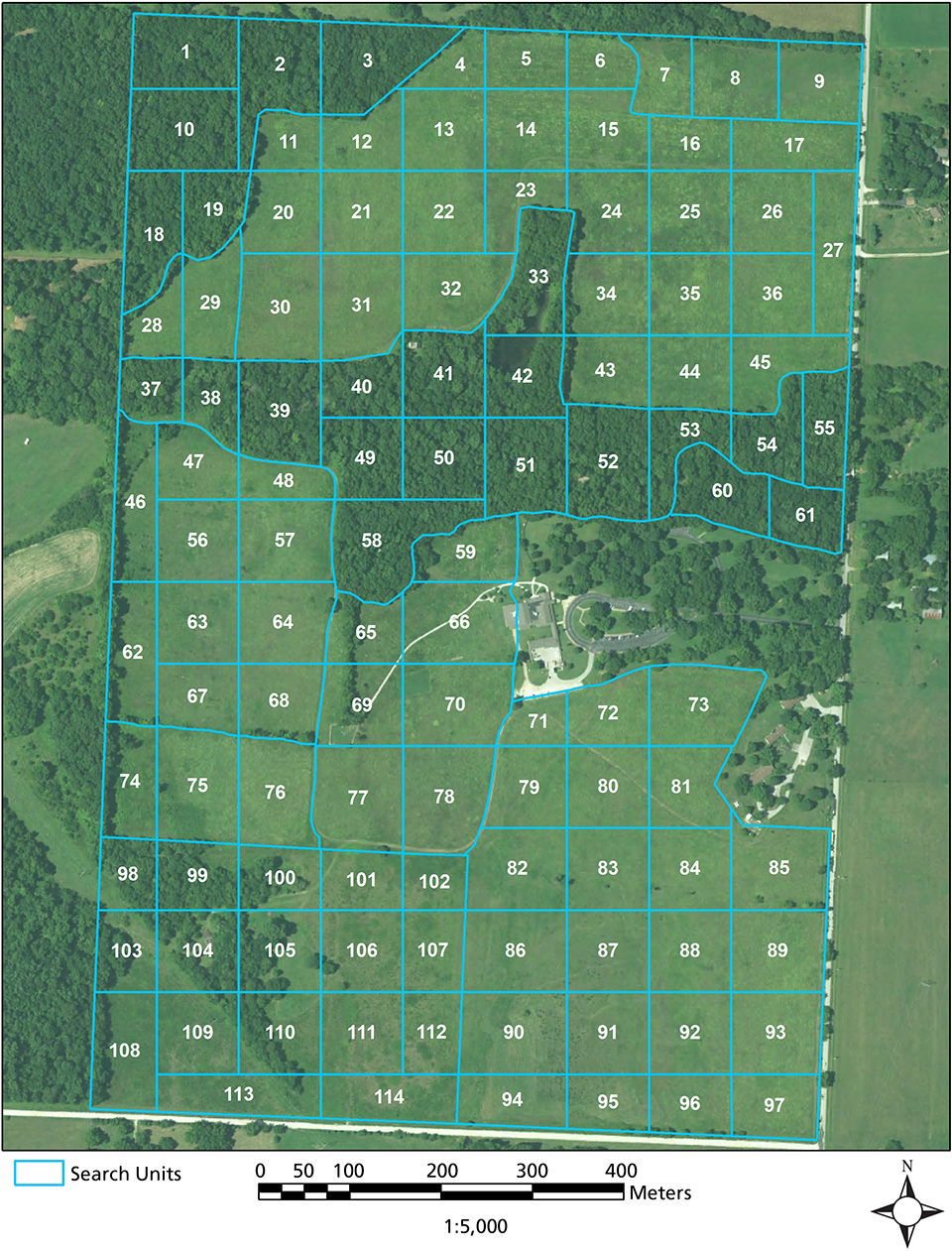 Problematic plant monitoring map Map of the 114 problematic plant search units on the park; average search unit size is 1.9 acres.