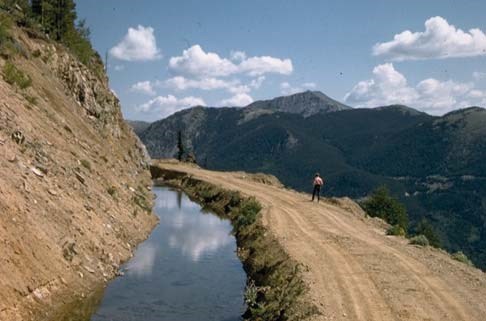 View of the Grand Ditch and mountains in the background