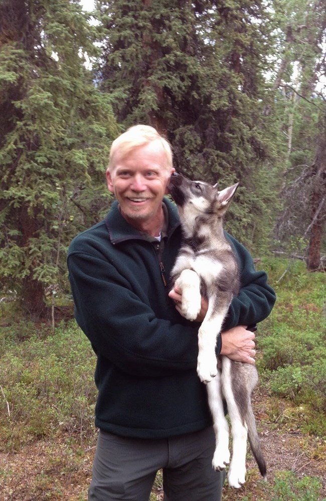 Greg Javis with Denali Park Sled Pup Greg Javis with Denali Park Sled Pup