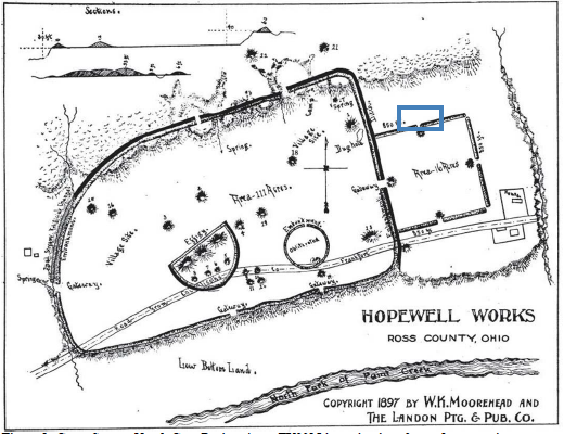 HMG Project Area An aerial map of Hopewell Mound Group showing dig area in blue box
