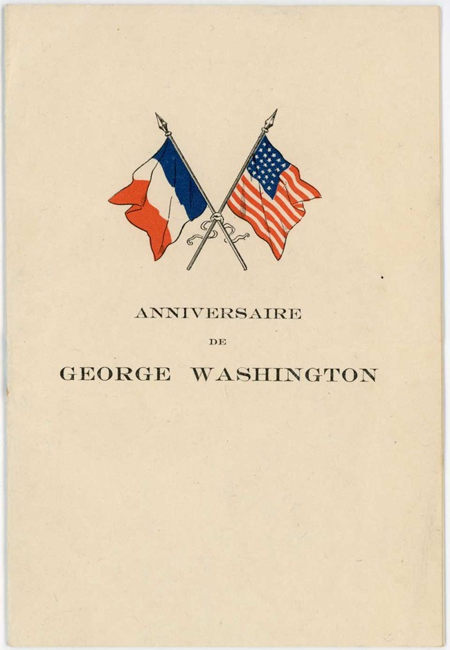 Cover of pamphlet with title and crossed French and American flags