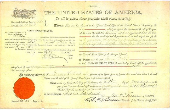 Homestead Patent Historical Homestead Land Patent