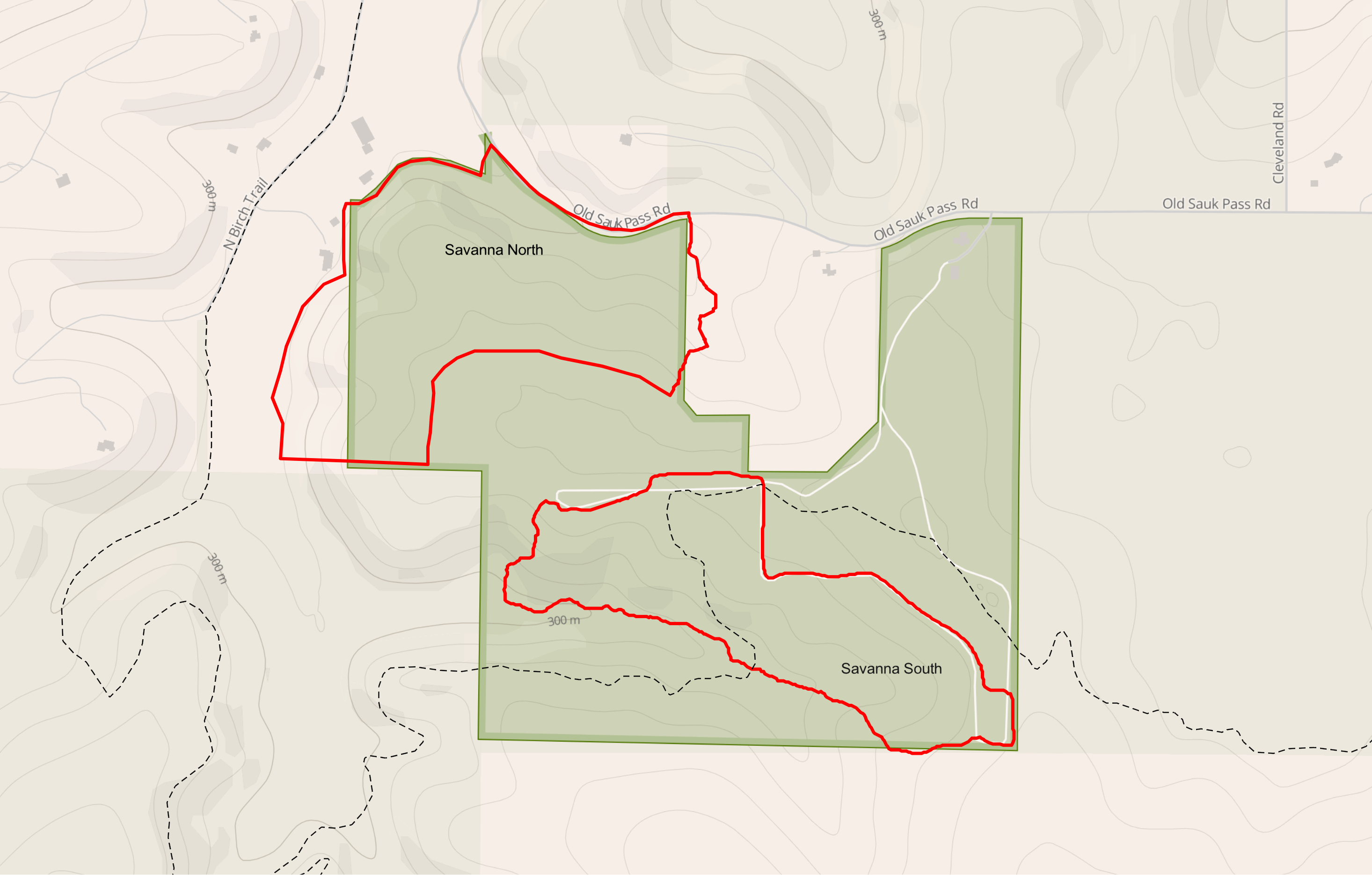 NPS map showing prescribed fire perimeters in red
