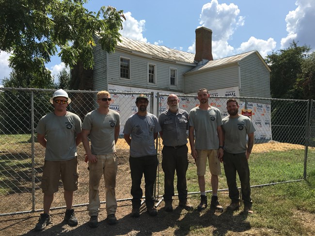 TTAP veteran crew and NPS staff after stabilization of M.E. Dogan House, Manassas National Battlefield Park