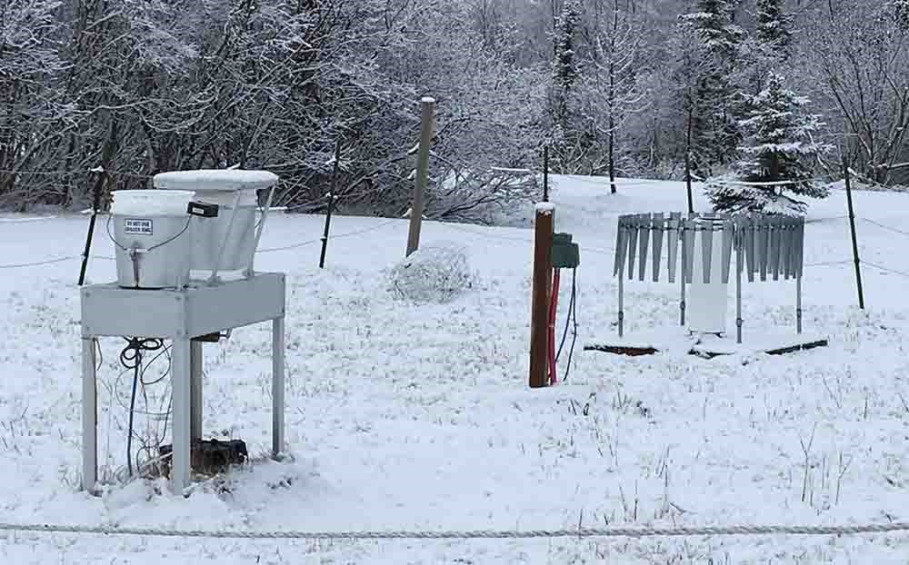 Air quality monitoring equipment in the snow.