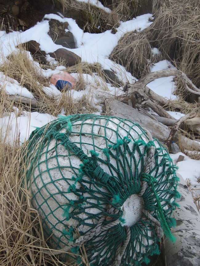 Abandoned fishing gear on the beach