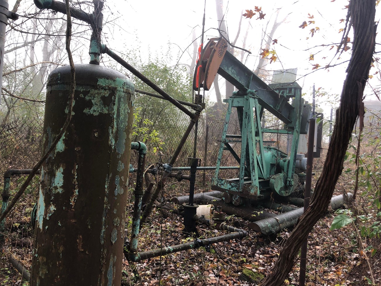 An orphaned oil well site in  Cuyahoga Valley National Park