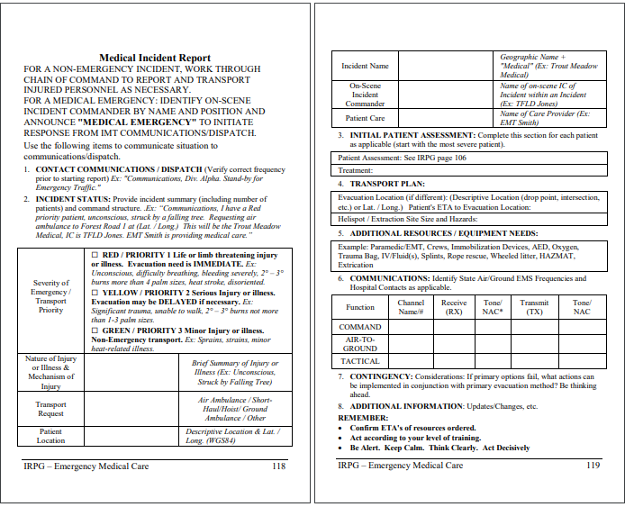 Medical Incident Report Form.