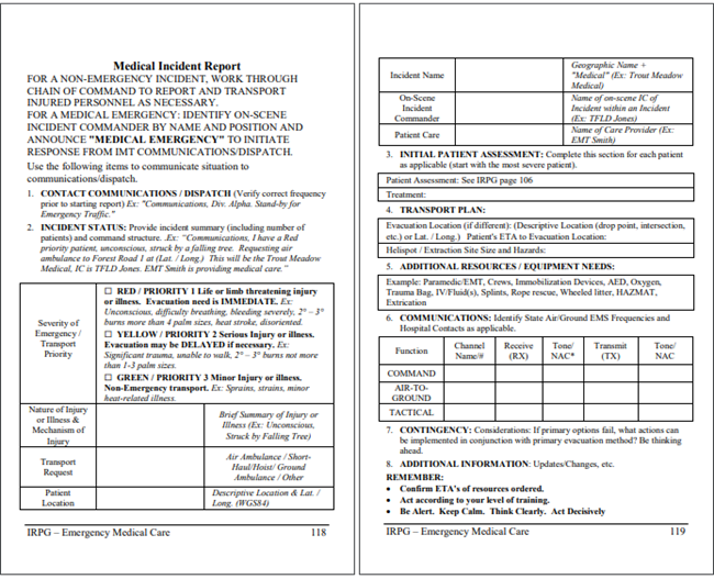 Medical Incident Report Form.